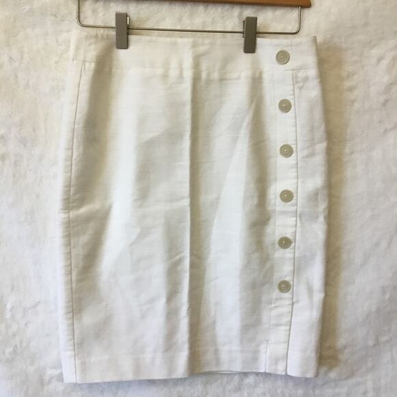 Loft White Button Detail Pencil Skirt - Picture 1 of 11